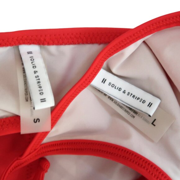 SOLID & STRIPED Red halter bikini top L bottom S - Picture 5 of 6